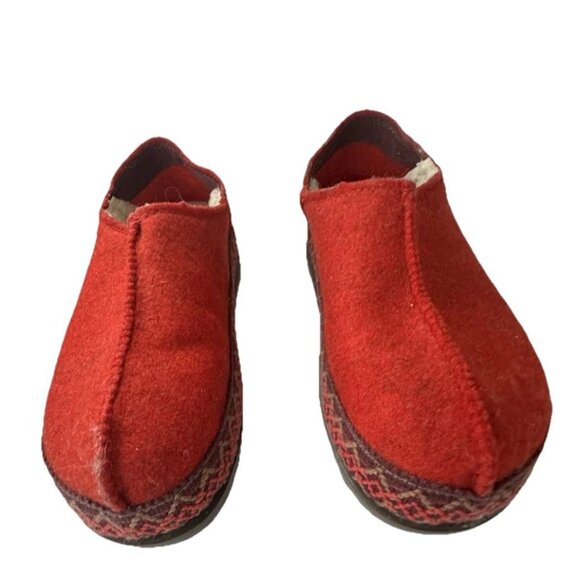 UGG Refelt Tasman Slippers Womens Sz 7 Red Recycled Felt Platform Slip On Chunky - Picture 3 of 3